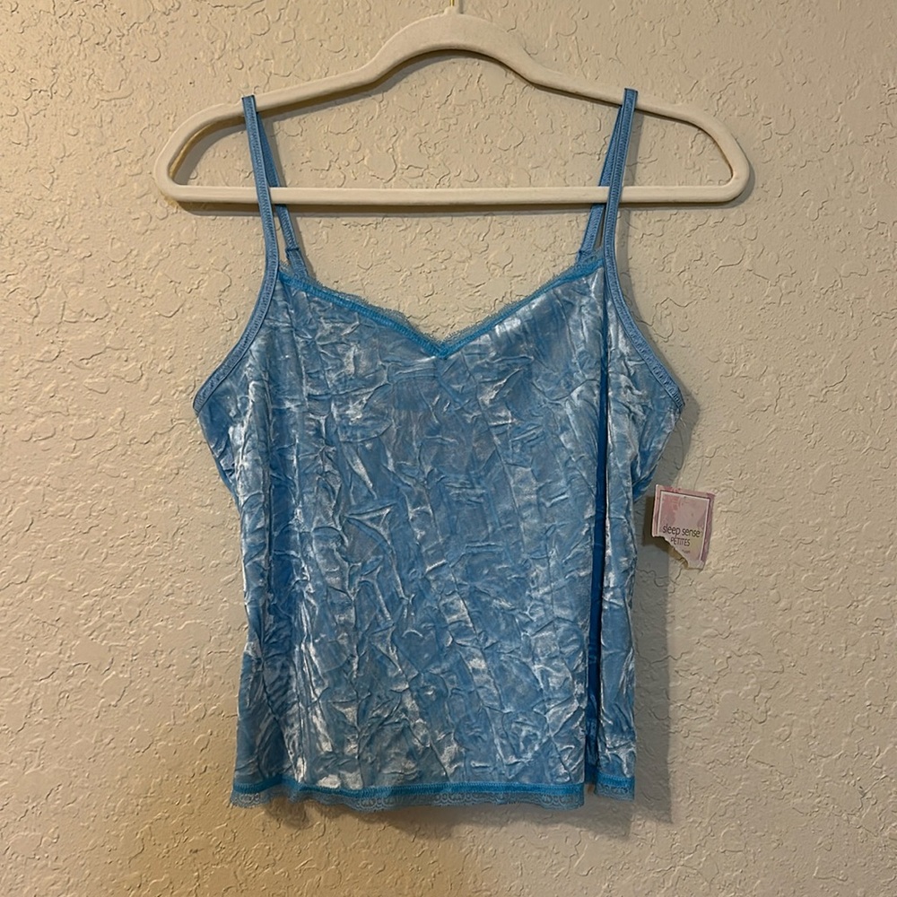 NWT VINTAGE velvet blue top s